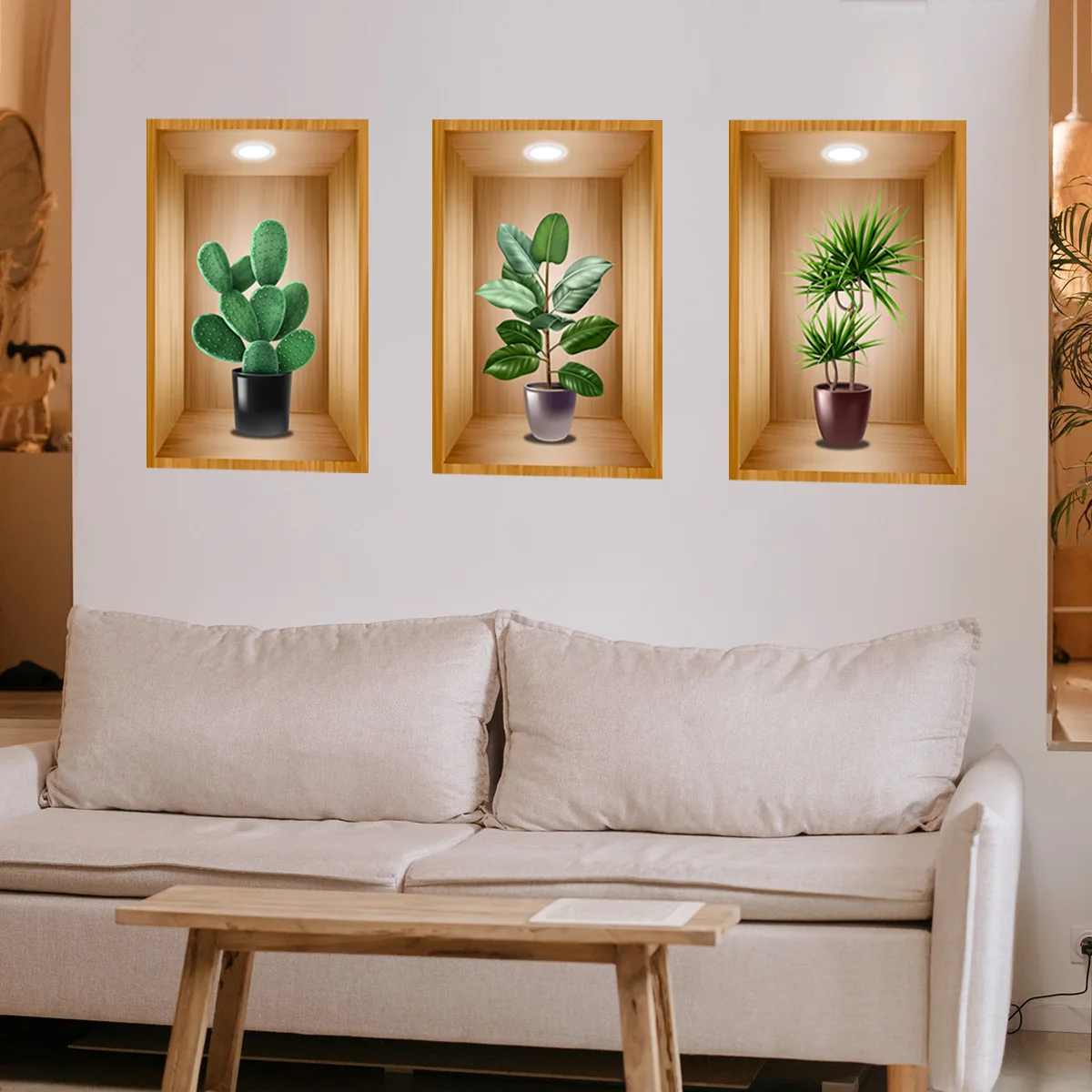 3pcs Potted Plants Flowers 3d Stereo Wall Stickers Living Room Entrance Bedroom Triptych Sofa Background Decoration Atw059 minimalist wall coat hat hook single creative shape entrance decoration clothes hanging hook wardrobe door back double hook gold