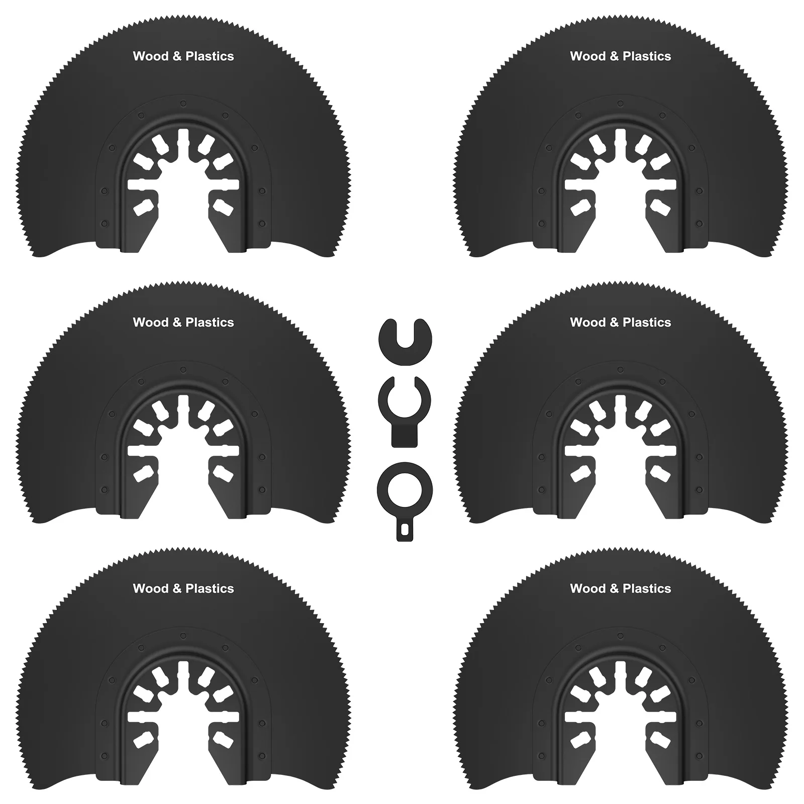 

6Pcs Oscillating Saw Blades Set 3-1/2inch Semicircular Saw Blade High Carbon Steel Multitool Blades Quick Release Oscillating