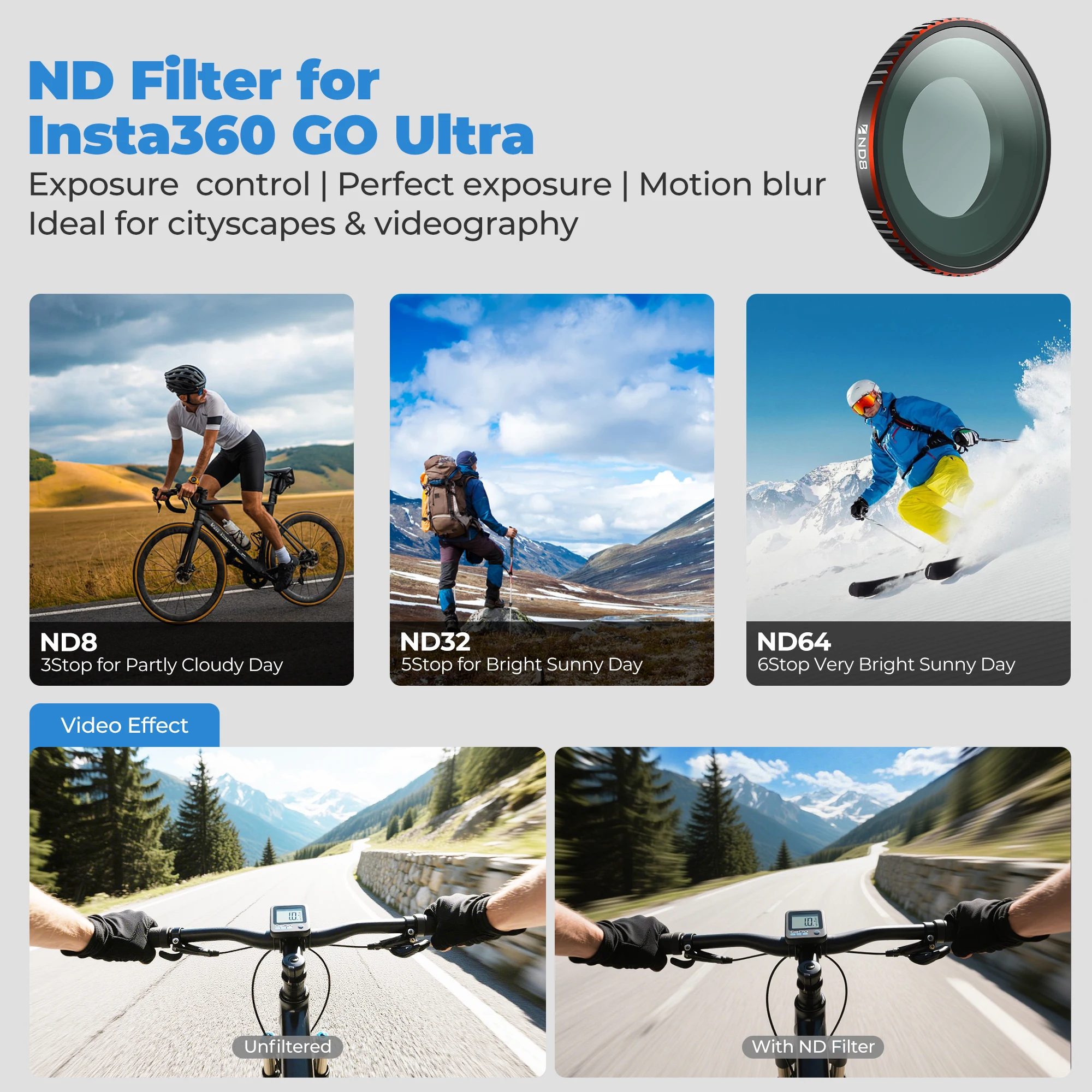 10 Pack Filters Kit Includes ND,CPL,UV,ND/PL,and Glow Black Mist Filters for Ins