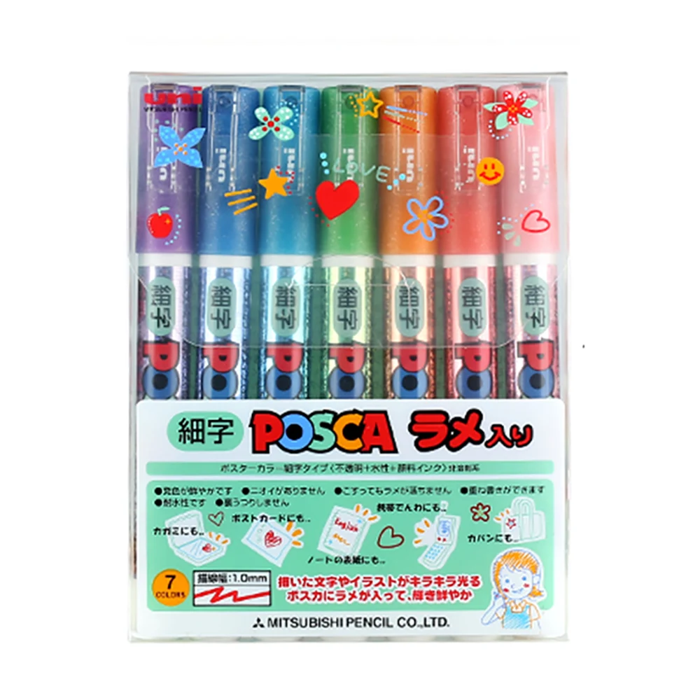 

Japan Uni Marker POSCA Set Series Doodle Marker 7 Colours Art Supplies POP Poster Advertising Pens Stationery Office Supplies
