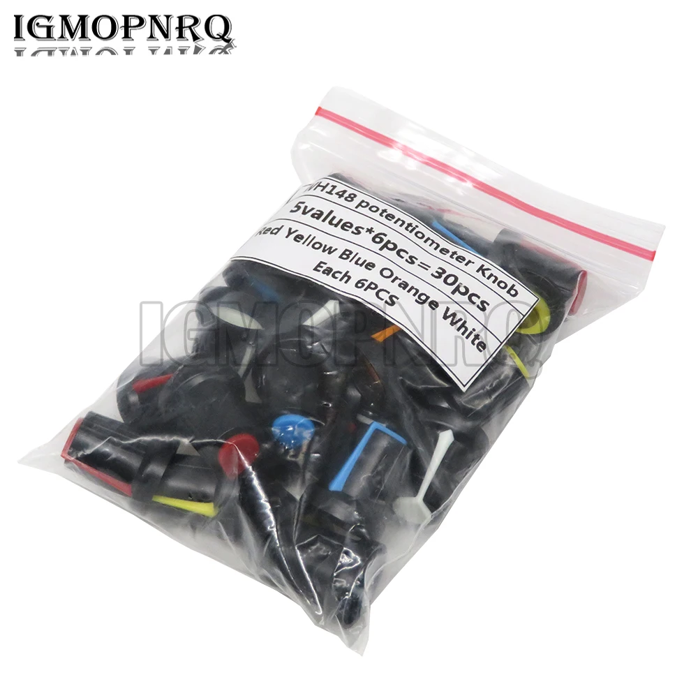 Multiturn Potentiometer Rotary Potentiometer Potentiometer Kit Potentiometer Knobs 30PCS WH148 knob 15X17mm plastic knob AG2 type potentiometer power amplifier 5 color