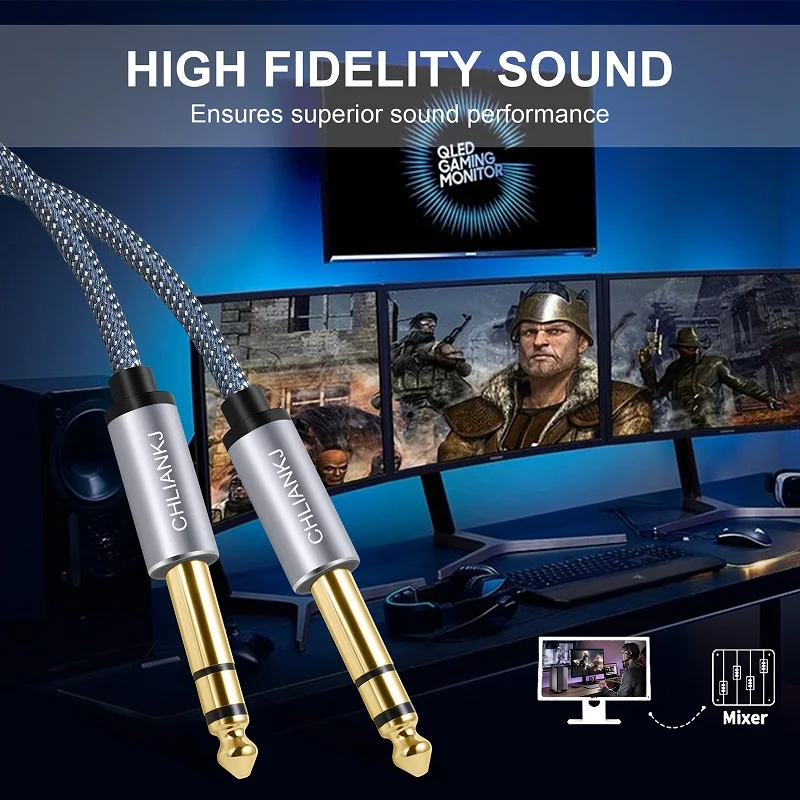 SHULIANCABLE 6.35mm Guitar Audio Cable, Nylon Braided 6.35mm to 6.35mm Jack Audio Cable for Electric Guitar, Keyboards, Etc — view 5