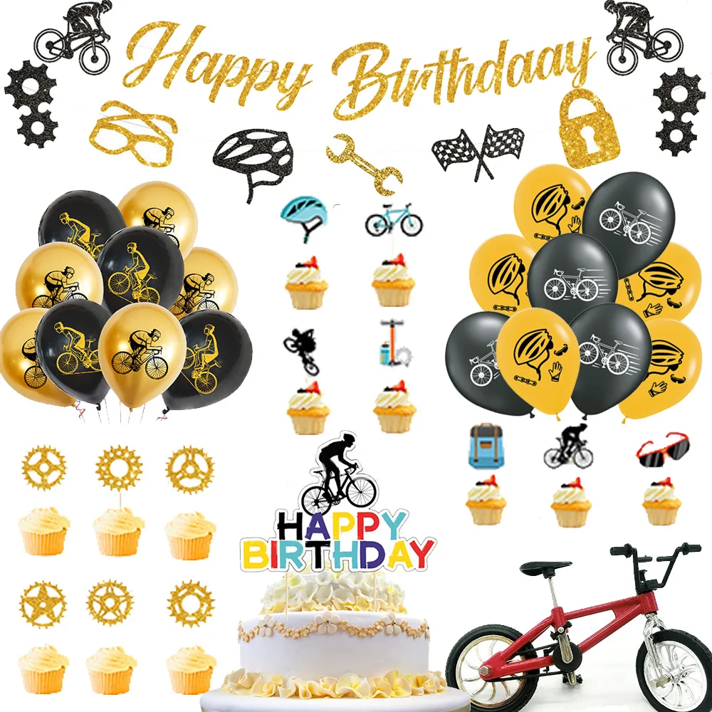Fahrrad Geburtstag Party Decor Fahrrad Banner Ballon Latex Ballons Kuchen Topper Fahrrad Modell Kinder Geburtstag Party Decor Liefert
