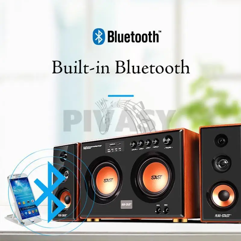 Dual 5.5 Inch Bluetooth Sound Box Three-Way Speaker 2.1 Computer Speaker Active Subwoofer Home Theater Sound System Audio Set