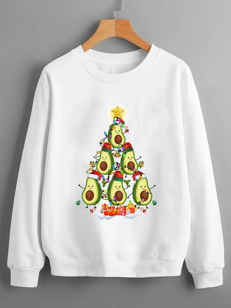 

Holiday Pullovers Avocado Cartoon Funny 90s Christmas New Year Fashion Clothing Women Ladies Print Lady Graphic Sweatshirts