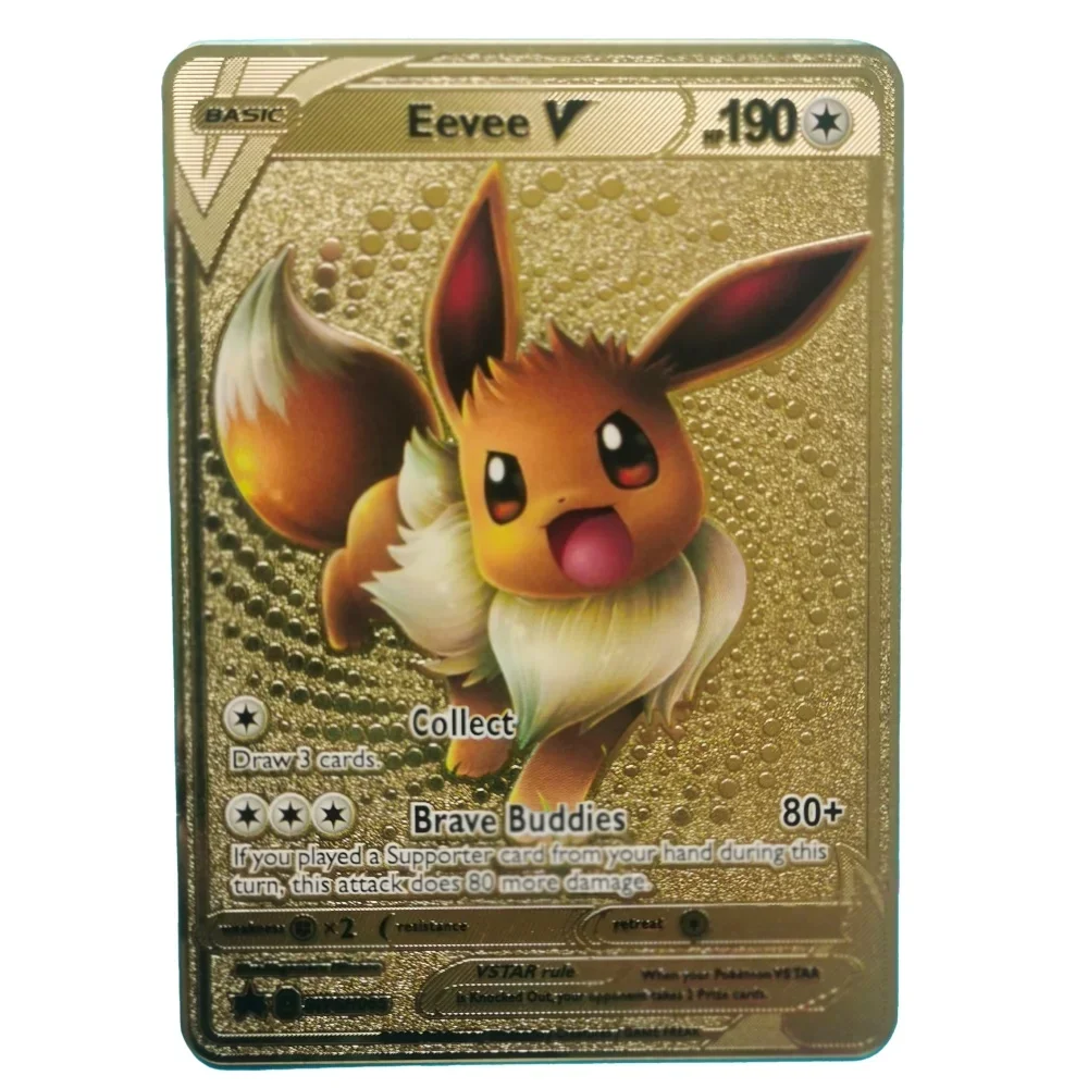 thumbnail image 1 of 20 Style Cards Gold Metal Cards English Hard Iron Cards Mewtwo Pikachu Gx Charizard Vmax Package Game Coll, 1 of 5