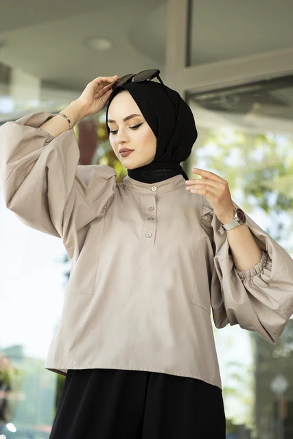 Balon Kol Gömlek E- Taş Kış Sonbahar 2021 Müslüman Kadın Tesettür başörtüsü  islam Türkiye - AliExpress
