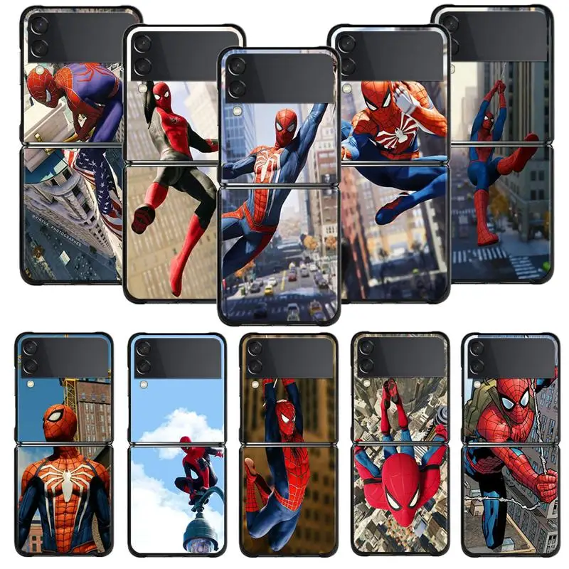 Marvel Spider Man In The Sky Custodia Per Telefono Per Samsung Galaxy Z Flip 5G Z Flip3 5G Z Flip4 Z Flip4 5G Z Flip5 5G Cover Rigida