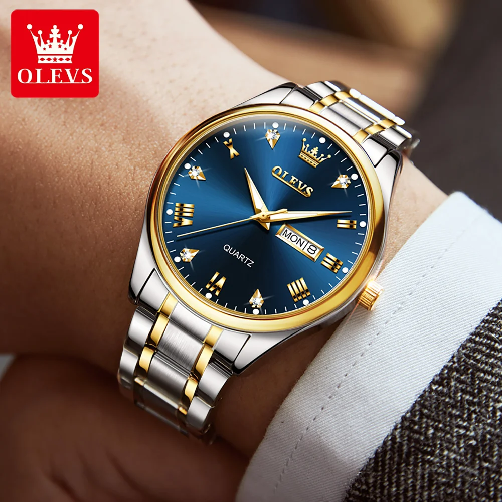 OLEVS Quartz Watch For Men Top Luxury Brand Business Men's Watches Waterproof Sports Watch Luminous Stainless Steel Wristwatches images - 6