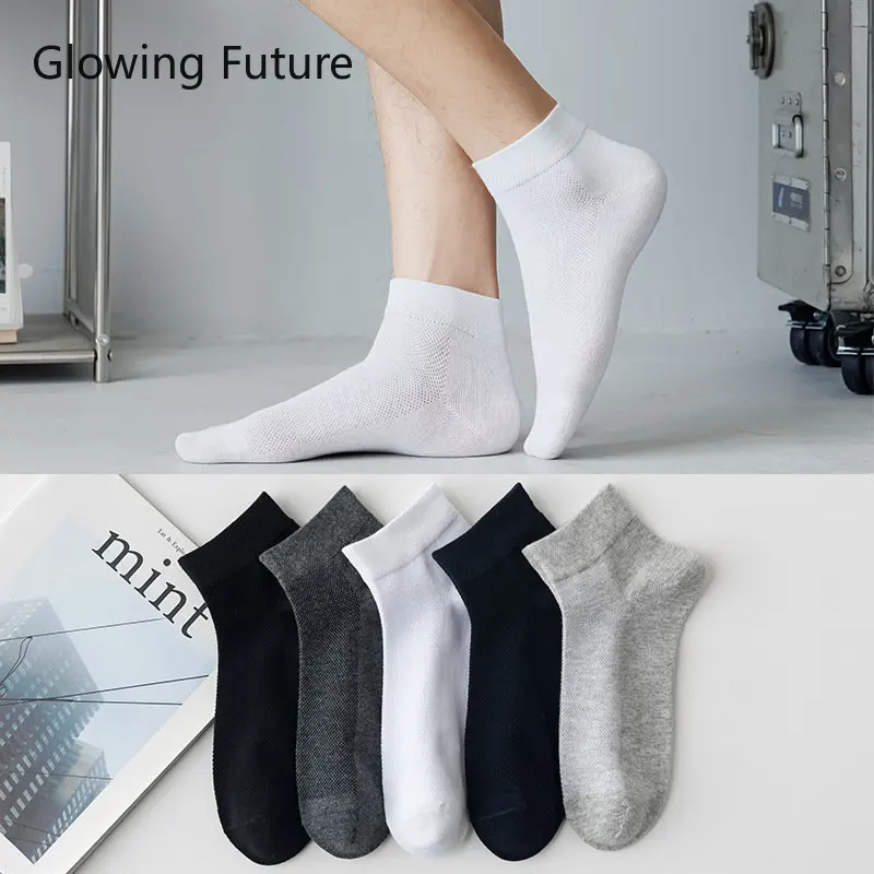

5 Pairs New Cotton Men Socks Thin Sweat Breathable Sport Boat Socks Spring Summer Casual Business Short Sock Low Tube Ankle Sox