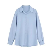 Chemises noires en mousseline de soie pour femmes, couleur unie, manches longues, mode coréenne, chemisier Simple, vêtements féminins, nouvelle collection printemps 6