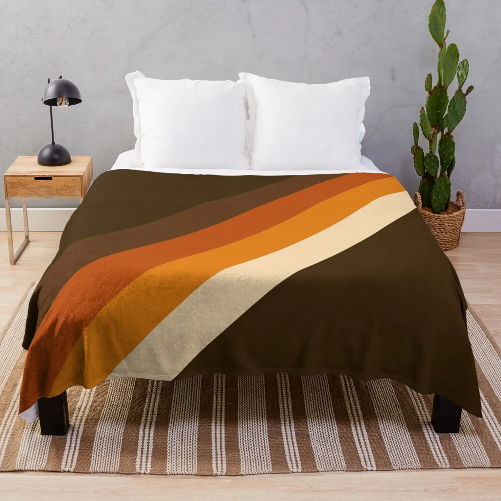 

70s Pattern Orange and Brown Diagonal Lines Throw Blanket Quilt Blanket Blankets Sofas Of Decoration