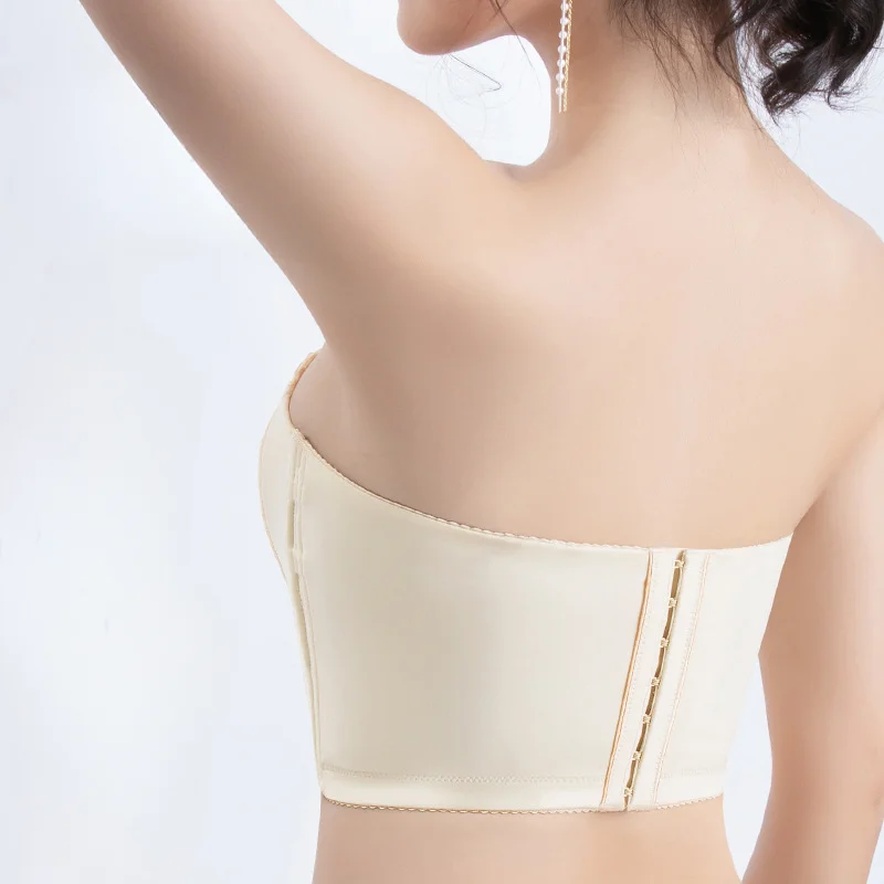Strapless Bra Women's Thin Summer Push up Wireless Bra Beauty Back Underwear Women's Adjustable Big Chest Anti-Sagging