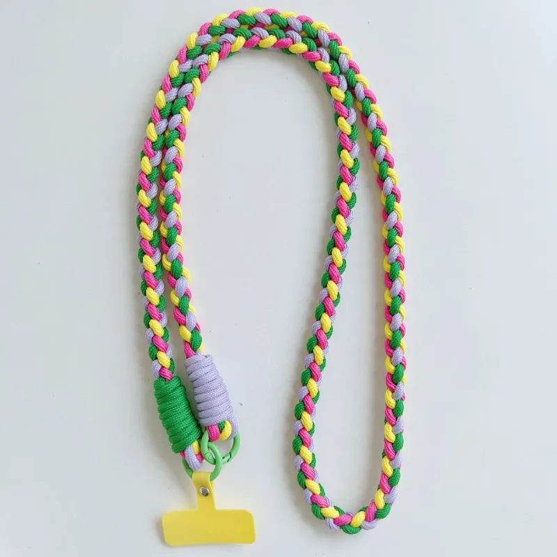 1Pc Mode Vier Strang Geflochtene Handy Hängen Seil Lange Diagonal Strap Lanyard Mit Telefon Fall Universal Clip – Detail 4