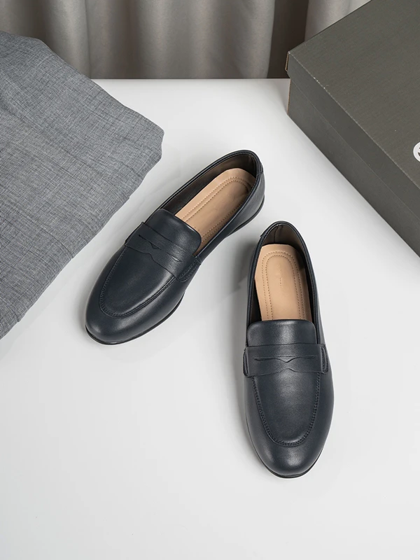 Maxdutti French Vintage Leather Flat Shoes With Soft Comfortable Fashion Ladies Cowhide Slip-On Loafers Women