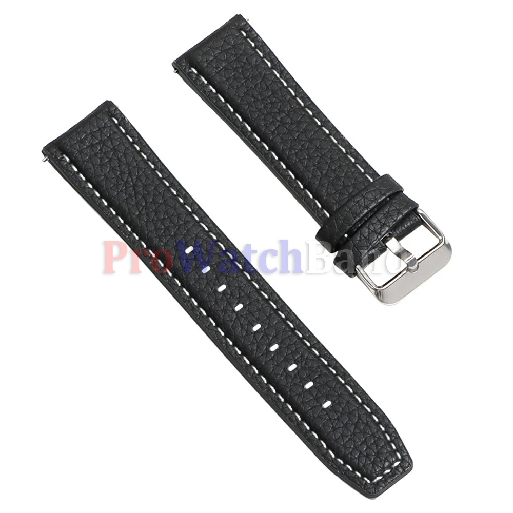 High-Quality Brown Lychee Pattern Leather Watch Band - Universal Fit