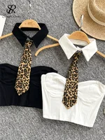 SINGREINY Female Retro Leopard Sensual Tank Tops Fashion Zipper Sheath Tank Top Women Halter Tie Streetwear Vintage Tank Tops