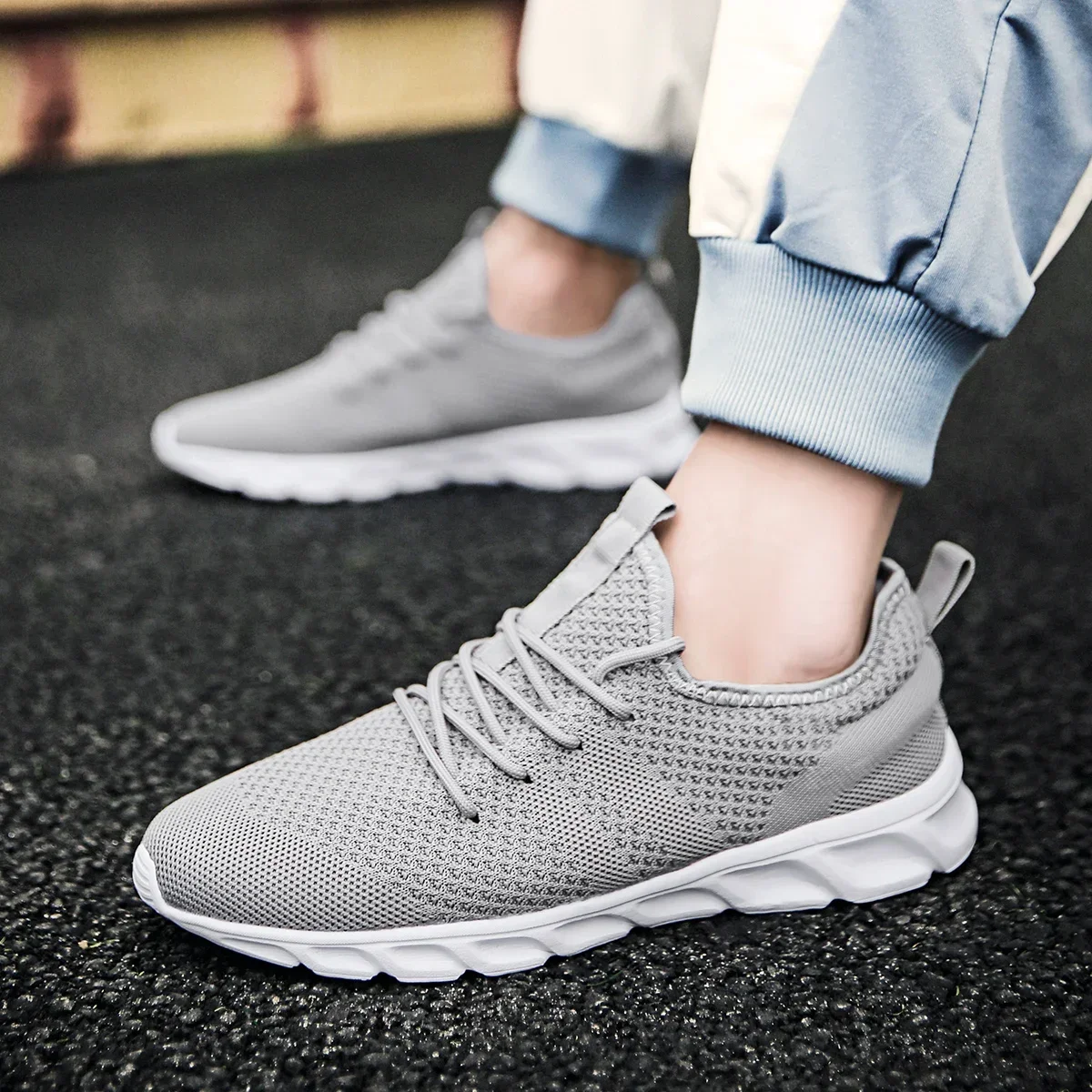 Non-slip Men's Running Shoes Knitting Mesh 3