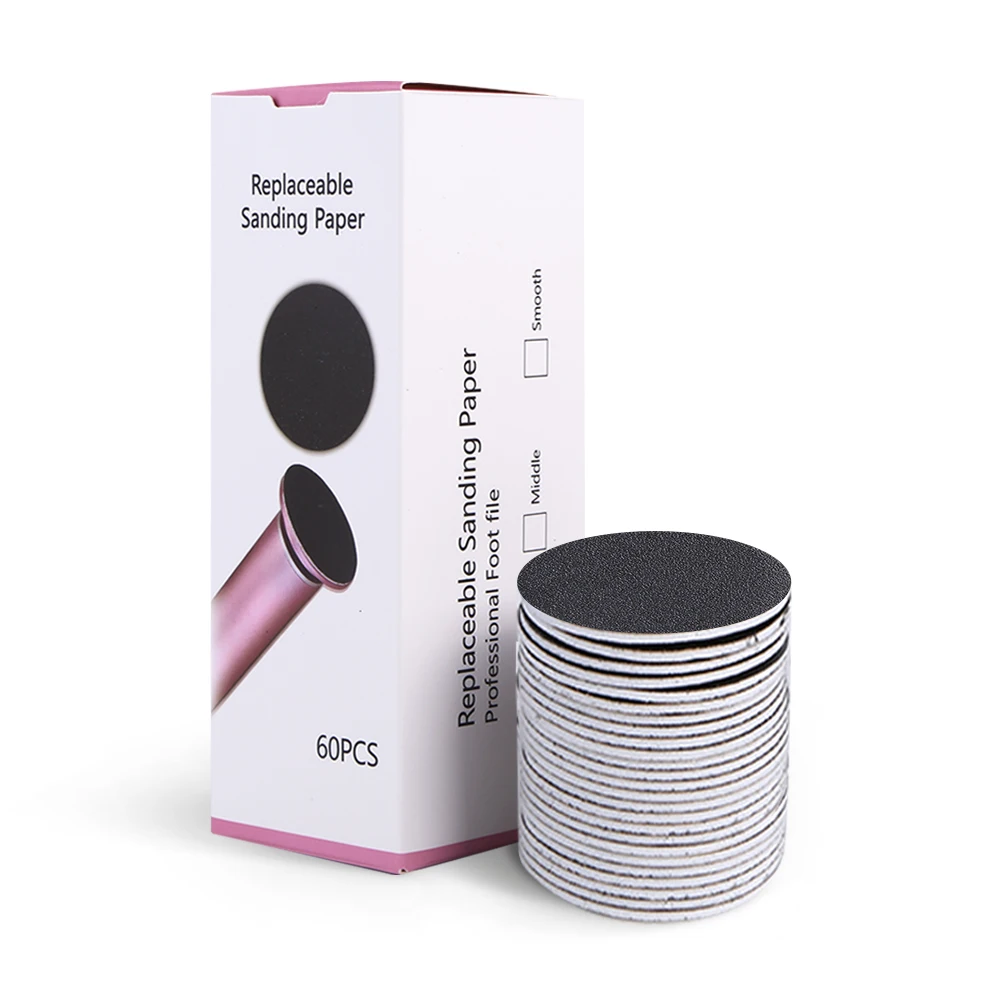 60Pcs 43mm Foot Dead Skin Sandpaper Replaceable Sanding Paper Foot Dead Skin Remove Sanding Paper Pedicure Tools