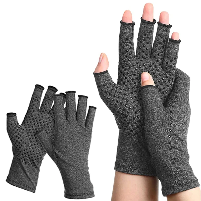 

Arthritis Compression Gloves Women Men Carpal Tunnel Rheumatiod Tendonitis Fingerless Gloves for Computer Typing and Dailywork