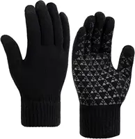 Winter gloves, men's gloves black heated non-slip touch screen with hot soft knit for running, driving and hiking 1