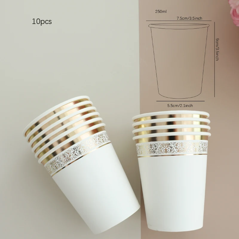 Description Picture 3 of itemGold lace set tableware disposable paper plates cups tissues birthdays genders revealed wedding events party decorations