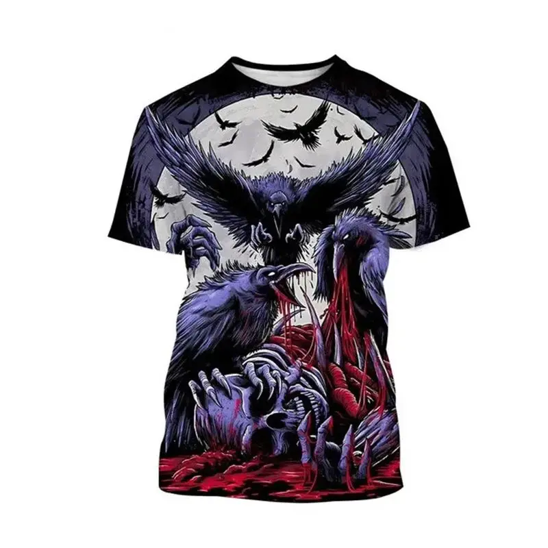 

Summer Men T-shirt 3D raven printed short-sleeved T-shirt street T-shirt men clothing