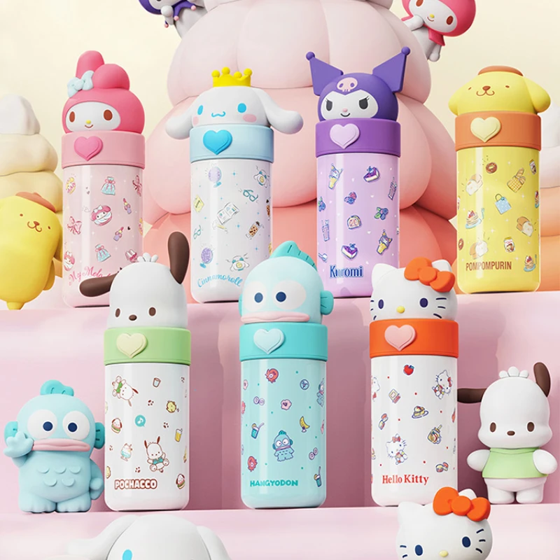 

Sanrioed Hello Kittys Cinnamoroll Kuromi 350 мл Изолированная кружка из нержавеющей стали, портативный чайник, кружка для сока, термос, чайник, подарок для детей