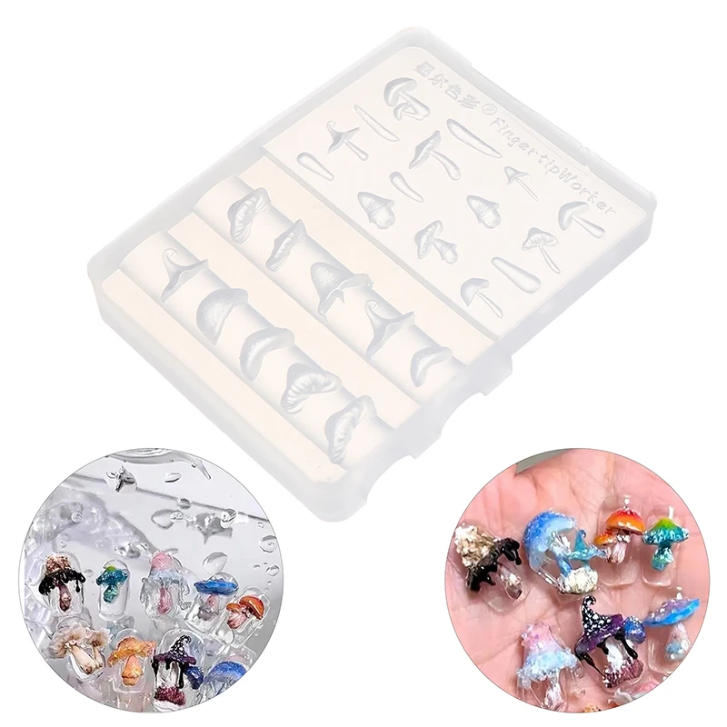 3D 버섯 네일 아트 실리콘 몰드 우아한 리본 패턴 스텐실 템플릿 DIY 조각 도구 매니큐어 액세서리 장식
