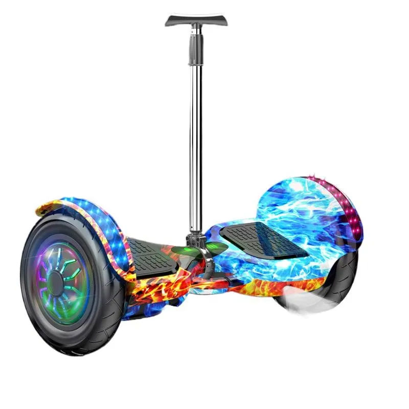 10 Inch Intelligent Electric Balance Vehicle With Hand Lever Children's Inflatable Luminous Wheel Dual Wheel Balance Scooter