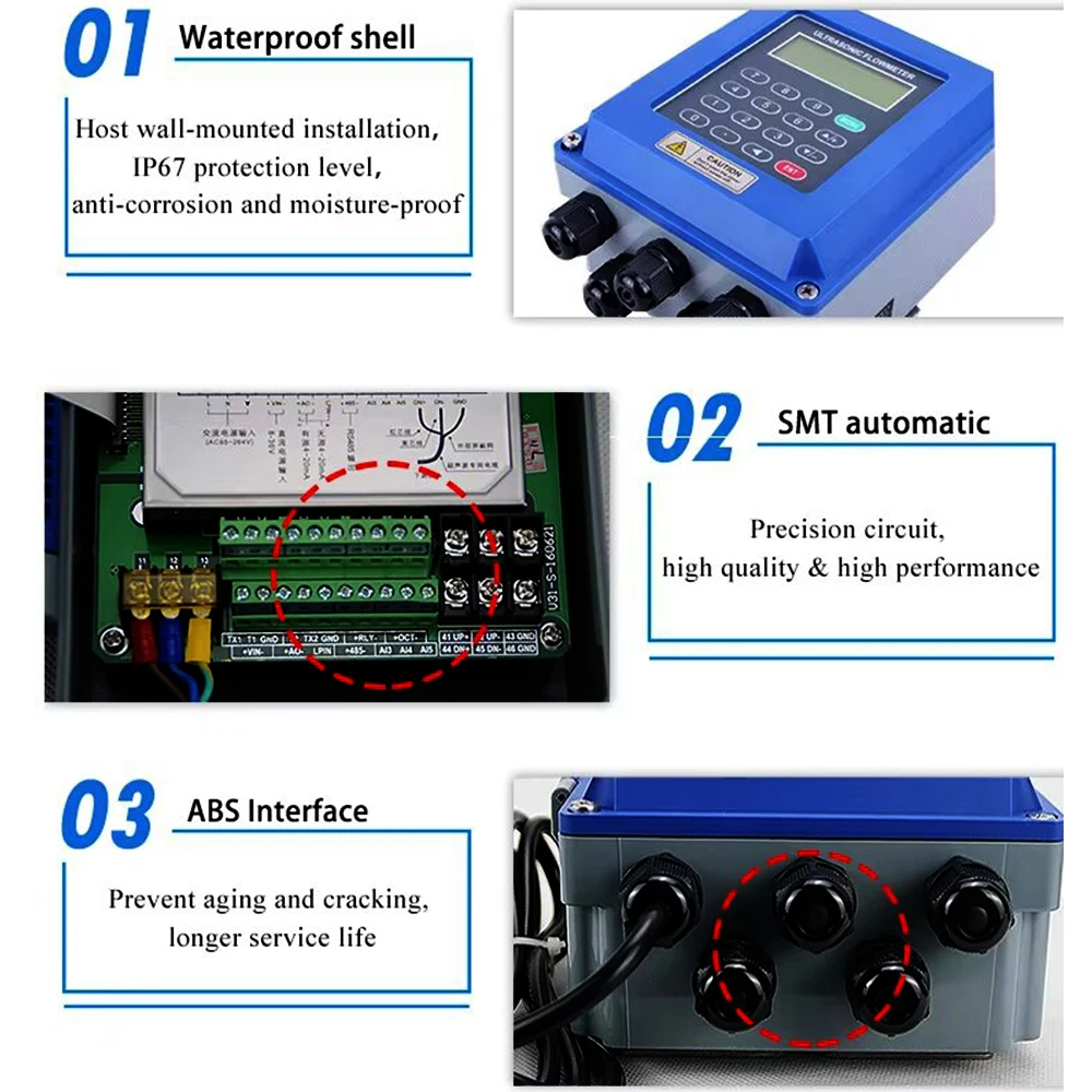 Digital Ultrasonic Flow Meter TUF-2000B DN50-DN700mm TS-2/TM-1 Water Flow Meter RS485 /4~20mA Liquid Sewage Pipeline flow meter water flow meter digital turbine flow meter