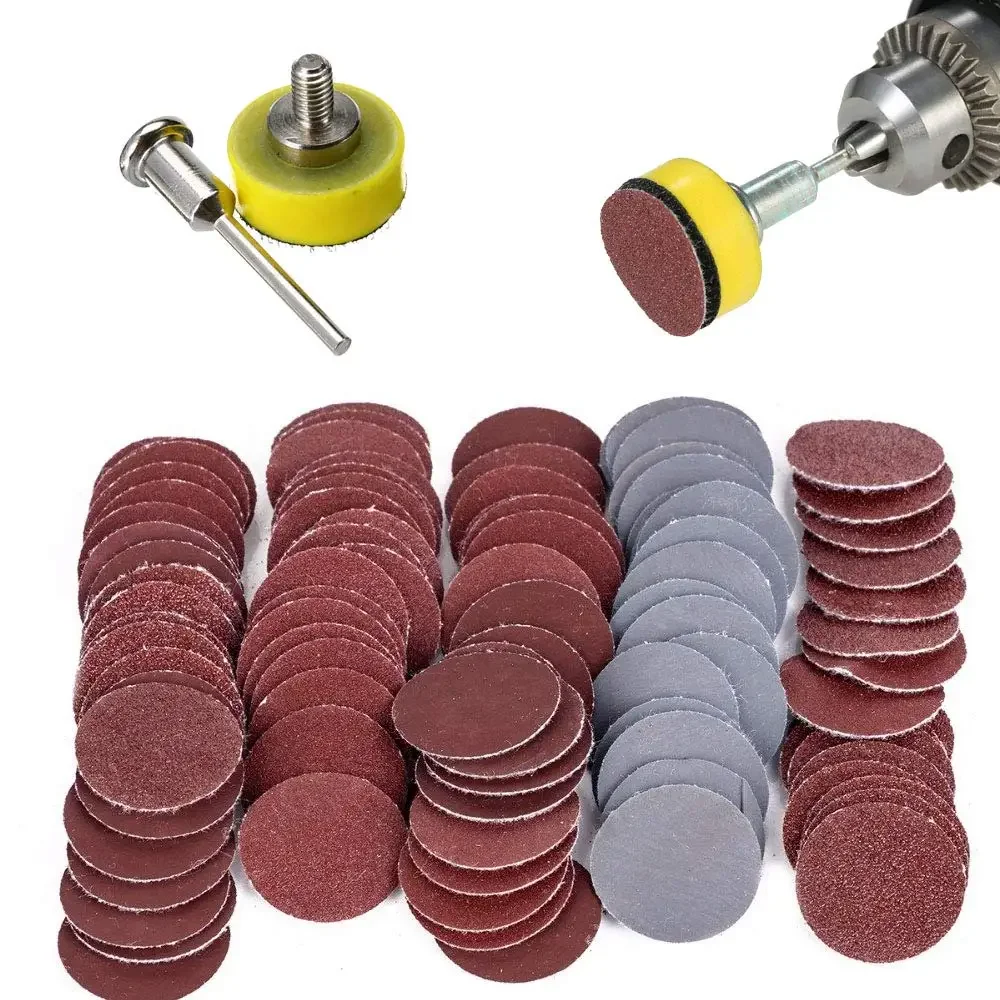 101 Stück Klett-Schleifscheiben-Pad 1 Zoll/25 mm mit 1/8 Zoll Schaft Schleifpolitur-Pad-Platte zum Polieren von Dremel-Drehwerkzeug – Detail 1