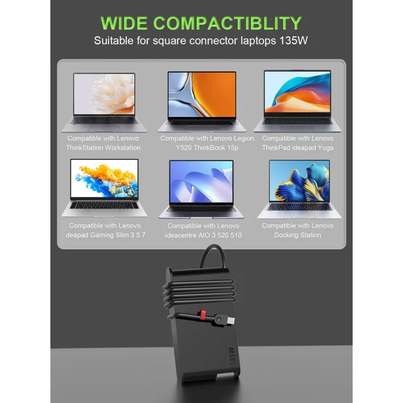 노트북 어댑터 135W 20V 6.75A USB 노트북 충전기 레노버 T440p Y50-70 R720 Y700 T540p P51 P52 S5 ADL135NLC3A 전원 공급 장치