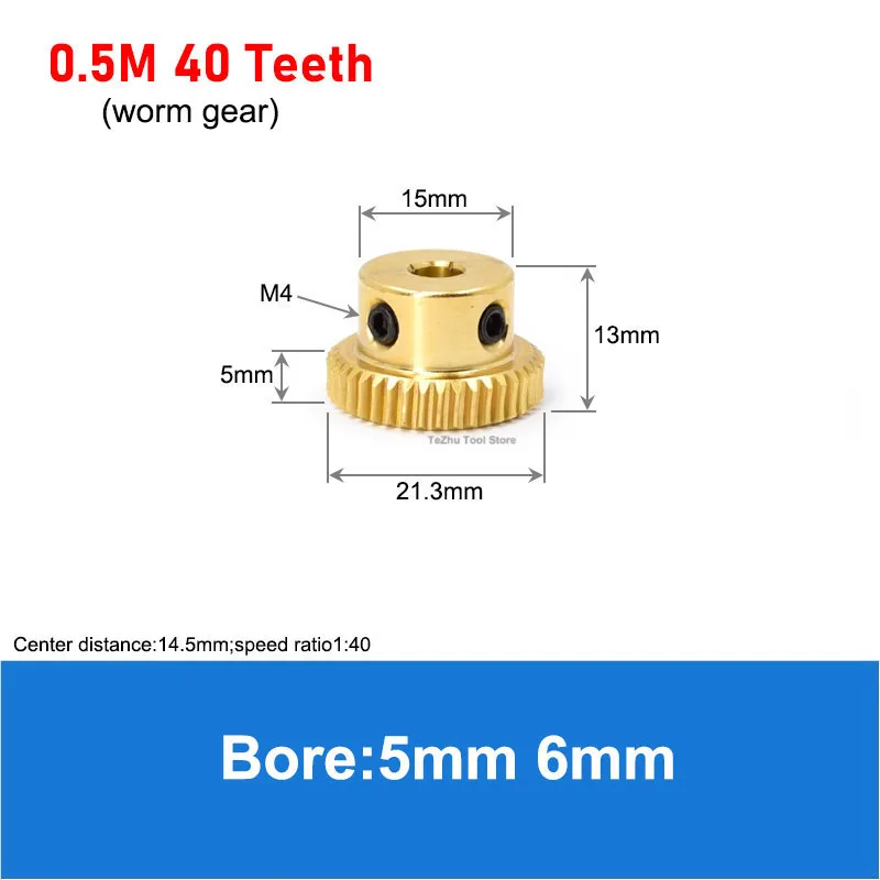 Description Picture 6 of item1Pcs 0.5M 20T-60T Brass Worm Gear Wheel Stainless Steel Worm Rod 0.5 Modulus 20 Teeth-60 Teeth Worm Gear Bore 4/5/6mm
