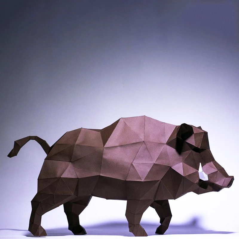 Wild Boar Paper Model Papercraft 3D Origami Home Decor Decoration Room Ornament Stereoscopic Sculpture DIY Puzzles Toys 60cm