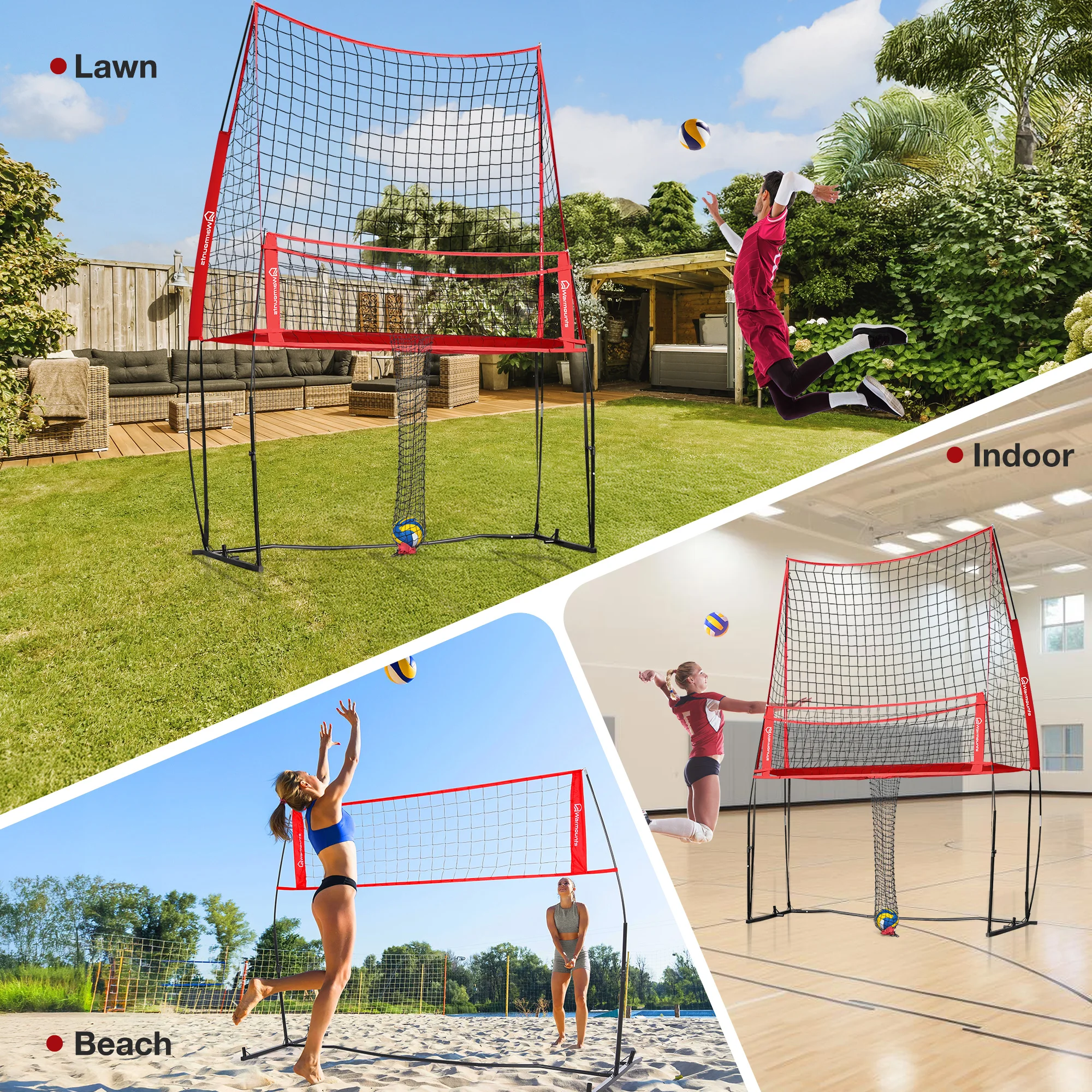 Nylon Volleyball Training Net with Ball Catcher for Practice