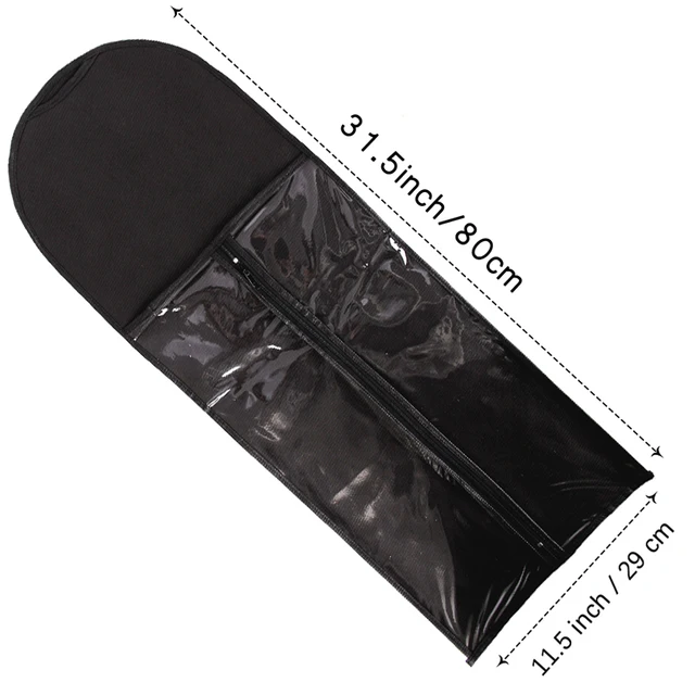 Alileader Wig Storage Bag With Hanger Wig Storage Holder For Hairpieces Non-woven Transparent Wig Accessories Wigs Storage Bag Black bag 80cm