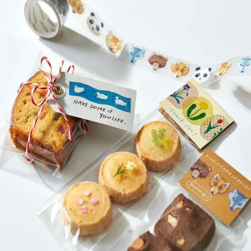 60-90 Pcs/롤 스티커 유형 투명 PET Washi 테이프 스크랩북 재료 동물 꽃 마스킹 테이프 장식 문구