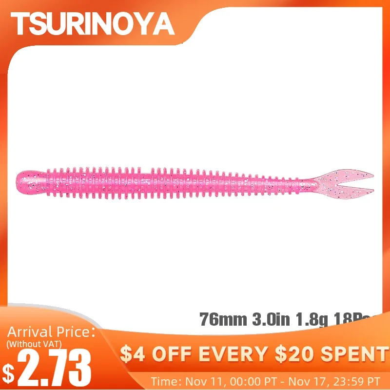 TSURINOYA Soft Worm Angeln Köder Balg Klaue Shrimp Soft Bait PREDATOR 3.23in 6 S