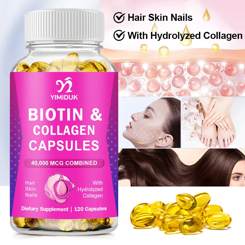 

Collagen Biotin Capsules Extra Strength Hair, Skin And Nails Hair Care Hair Growth Essential Oil Repair Hair Follicle