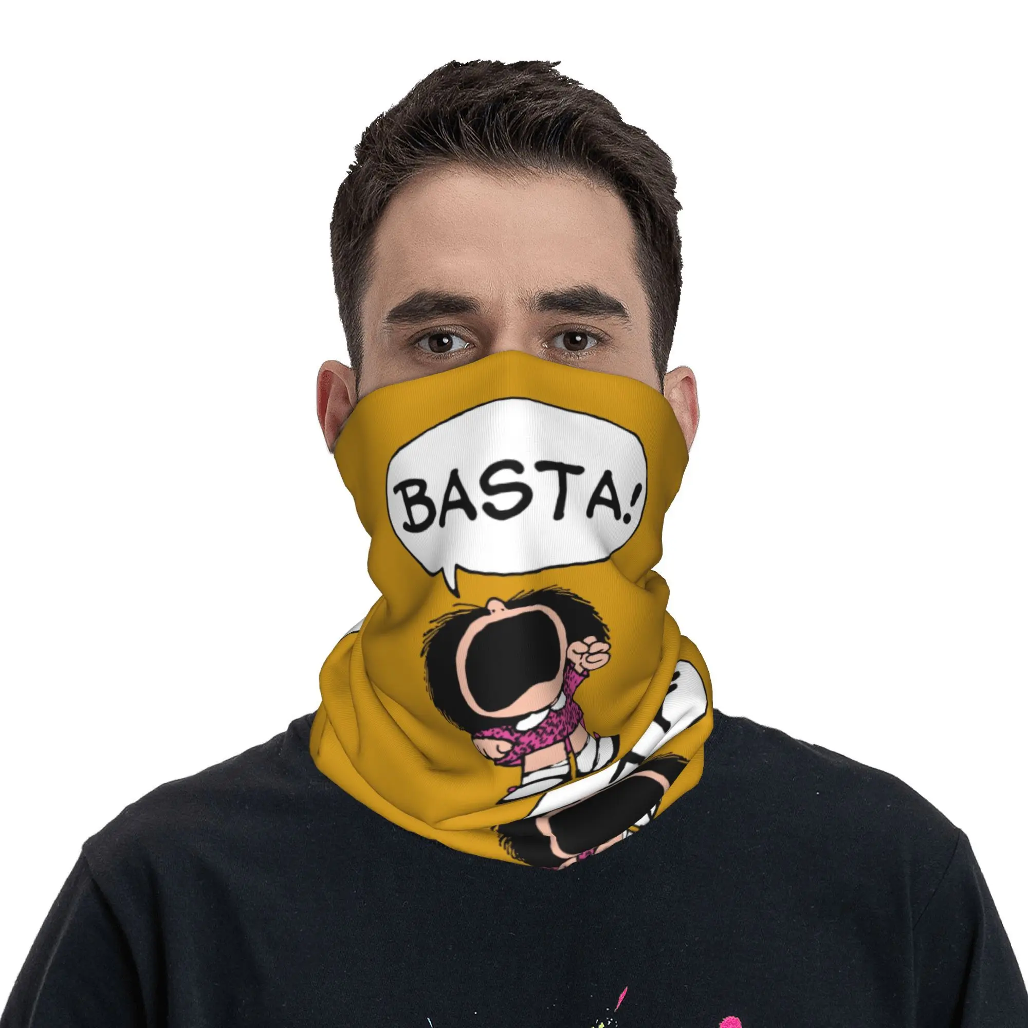 Mafalda Basta Bandana Winter Neck Warmer Windproof Wrap Face Scarf for Hiking Quino Argentina Cartoon Gaiter Headband