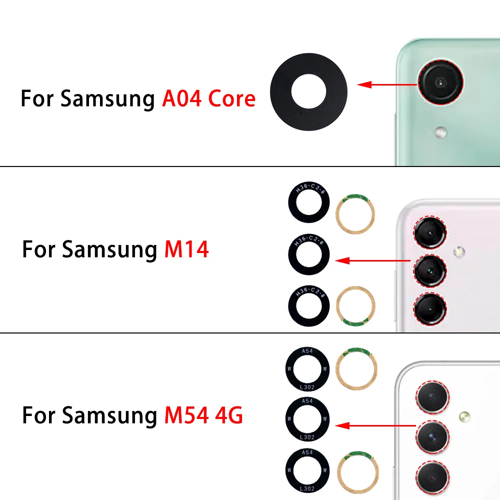 삼성 후면 카메라 유리 렌즈, 접착제 포함, A03, A03s, A04 코어, A04s, A04E, A14, A24, A34, A54, A13, A23, 4G, 5G, 100 개