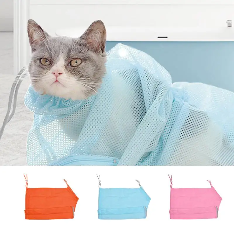 

Cat Washing Bag Adjustable Shower Net Bag Anti-Bite Breathable Restraint Shower Bag Pet Grooming Supplies for Bathing Body Care