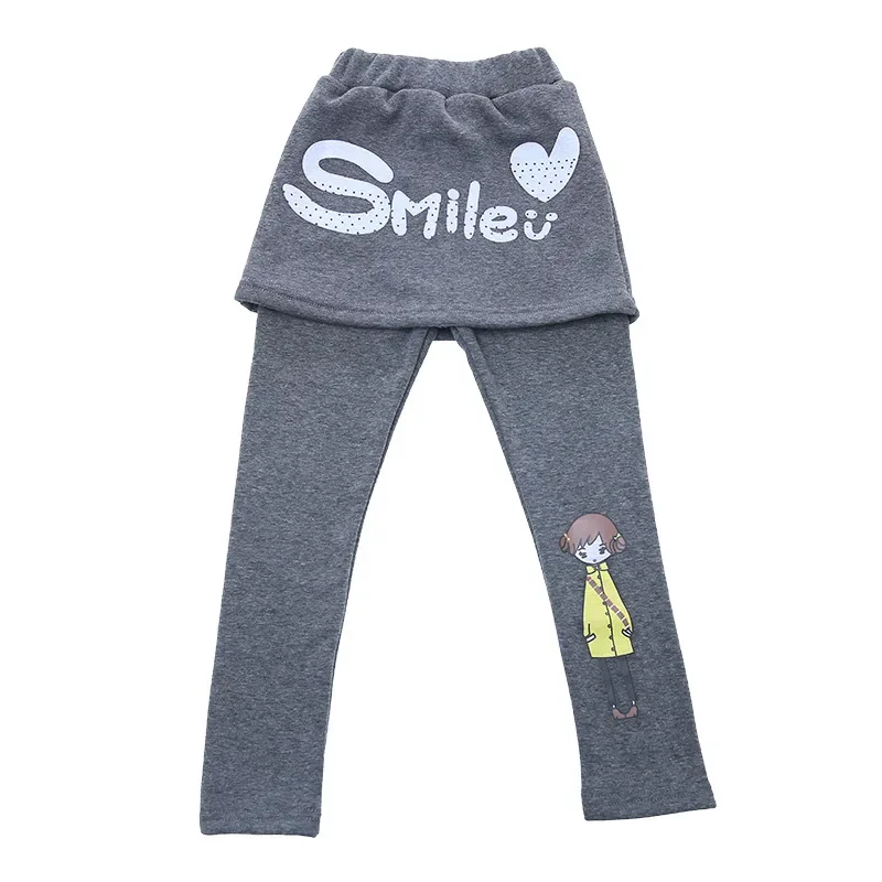 Leggings for Girls Winter Pants Kids Pants Girls Leggings Warm False Two Pieces Fleece Pantskirt Children Divided Skirt Trousers