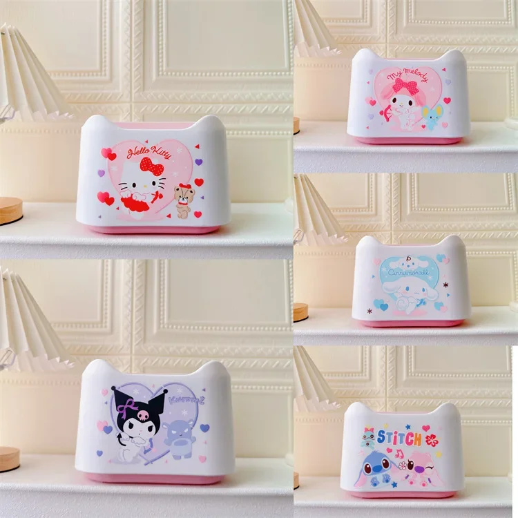New Sanrio Press Bouncing Trash Bin Cute Girl Heart Desktop Garbage Storage Bucket Living Room Dining Table Paper Basket