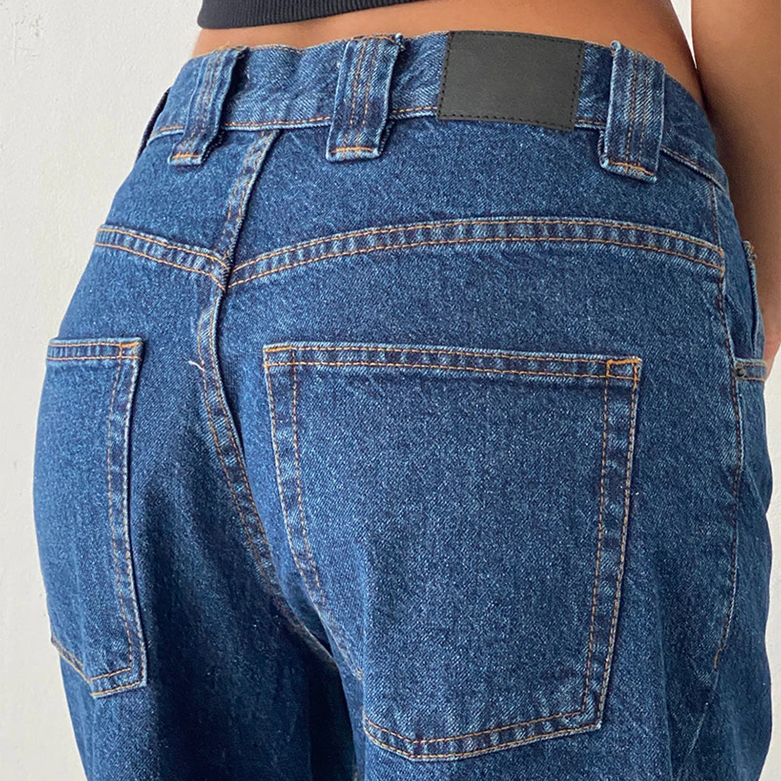 New Fashion Womens Knee Length Denim Shorts Loose Solid Color Low Rise Wide Leg Long Shorts With Pockets For Summer S-2XL