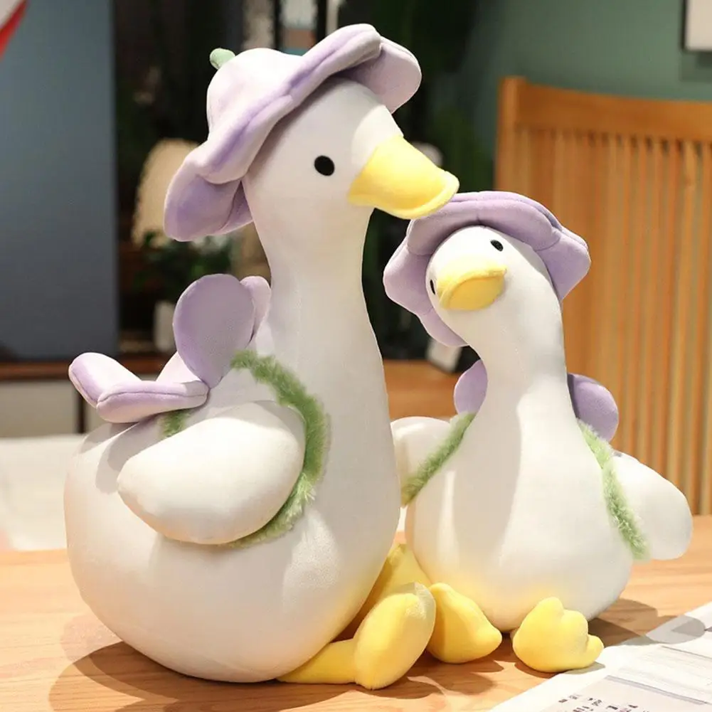 

35/45/55cm Cute Flower Duck Plush Toy Cartoon Big White Goose Doll Festival Children's Birthday Gift Doll Soft Sleeping Pillow