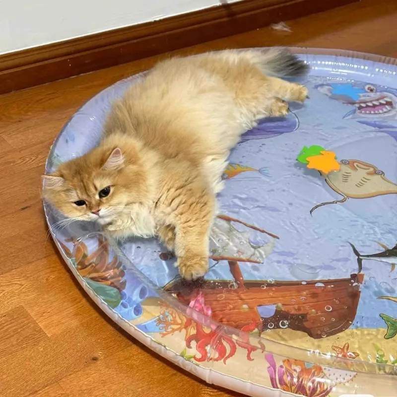 2024 New Pet Water Bed, Pet Water Sensory Mat Cats, Summer Cat Water Matt, Cooling Mat For Pet, Cat Toys For Bored Indoor Cats Thickened Water Sensor Playmat With Fish