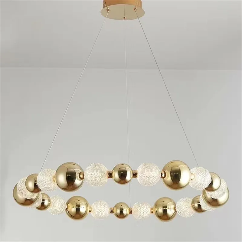 

Minimalist Metal Ball Restaurant Pendant Light Luxury Living Room Pendant Light Creative Necklace Bedroom Hotel Decorative Light