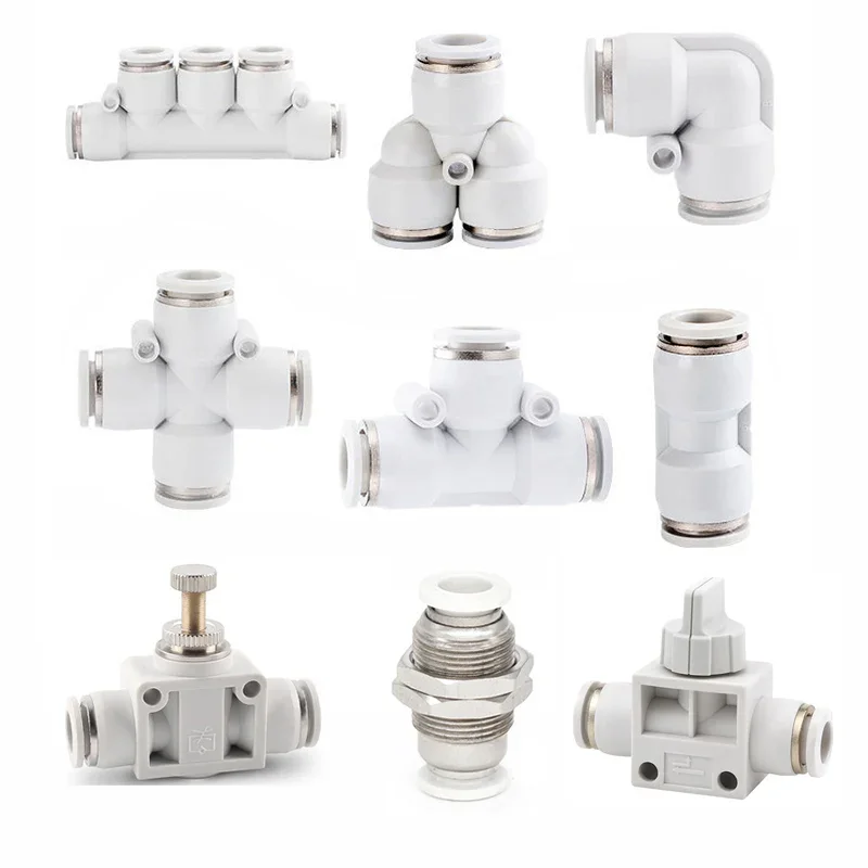 

5PCS 4mm 6mm 8mm 10mm 12mm 16mm Hose Tube Equal Union Elbow One Touch White Air Pneumatic Push In Pipe Fitting Quick Adapter